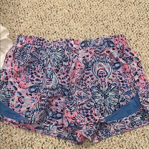 Lilly Pulitzer Pink and Blue Athletic Shorts Vibrant Design